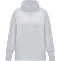  Women's 2024 Pullover Sweaters Soft Long Sleeve Turtleneck Knitted Casual Button Oversized Tunic Tops