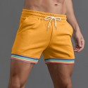  Mens Sports Shorts Outdoor Running Fitness Shorts Rainbow Leg Hem Drawstring Elastic Beach Athletic Sweat Shorts